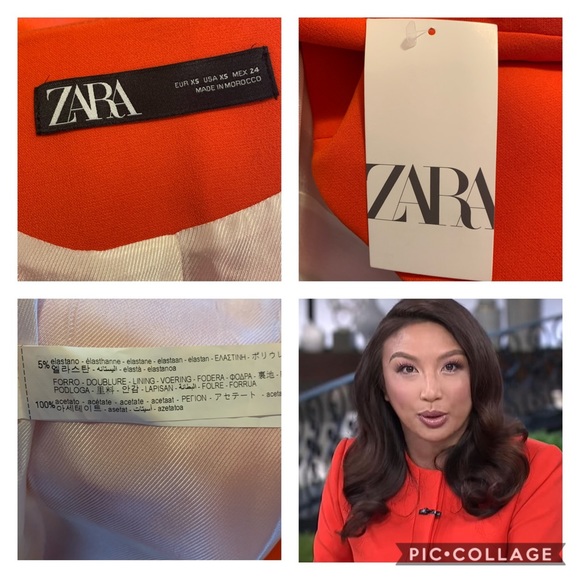 New! ZARA Orange Belted Frock Blazer Coat - Picture 12 of 13